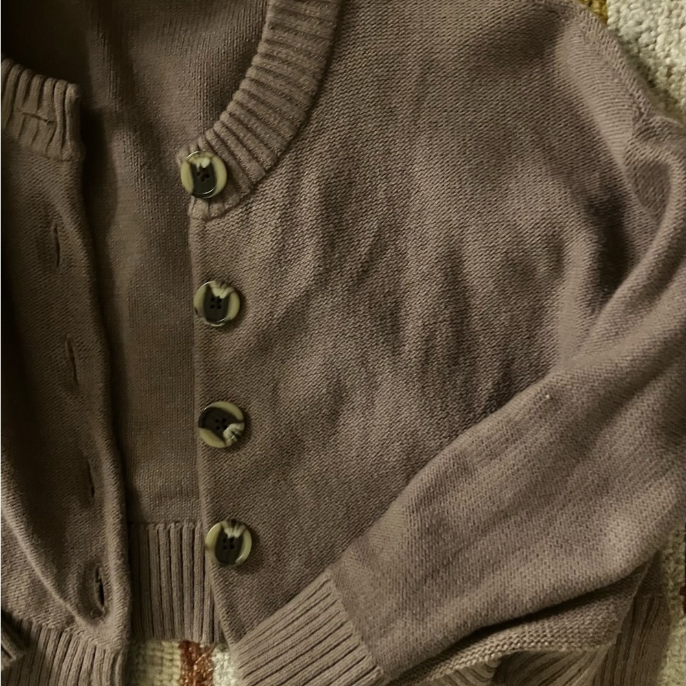 Quince 100% cotton cardigan top sweater S cafe au lait taupe grey beige tan SALE